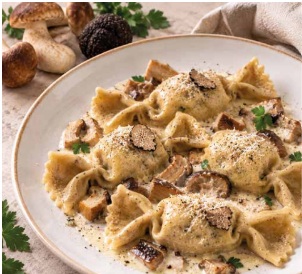 Caramelle fatte a mano  al tartufo e salsa morney